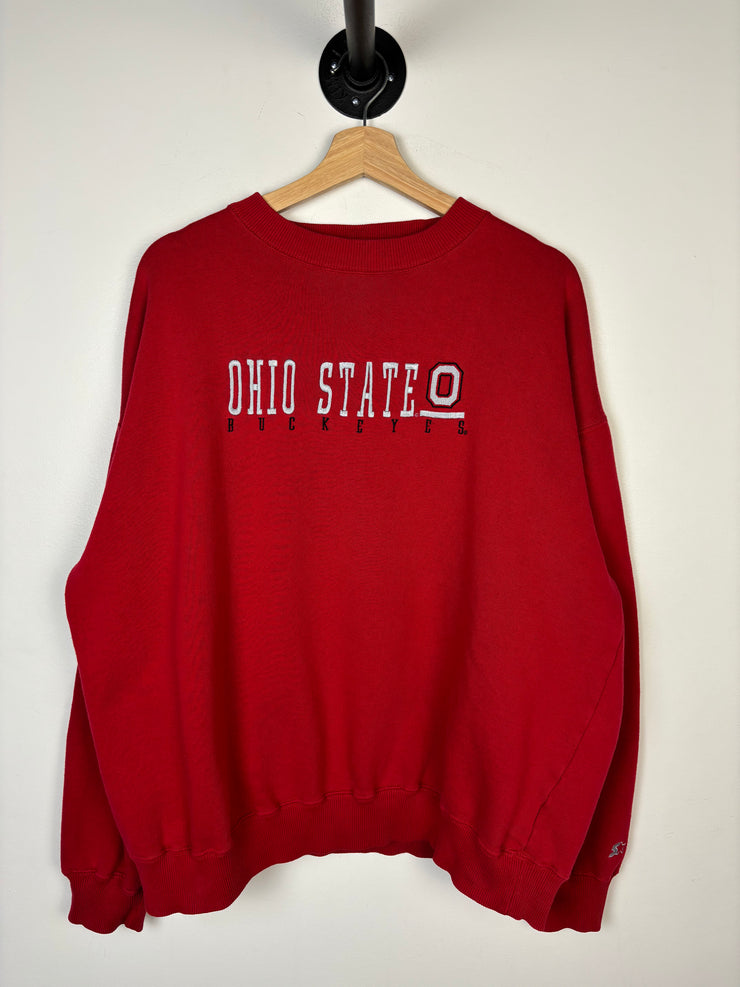 Vintage Starter Ohio State Buckeyes Embroidered Red Crewneck