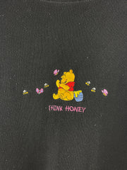 Vintage 90s Disney Puma Winnie The Pooh Think Honey Embroidered Black Crewneck