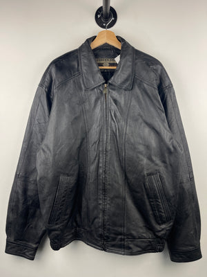 Vintage Members Only Black Leather Bomber Jacket