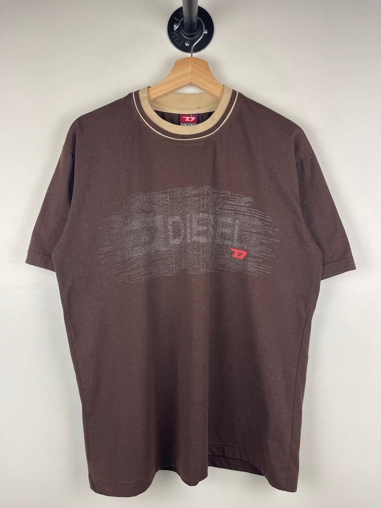 Diesel Spellout Brown & Cream Tee