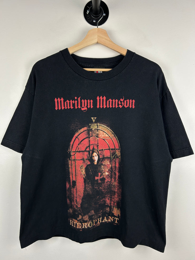 Vintage 2000 Marilyn Manson Hierophant Tarot Card Black Tee