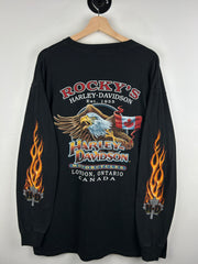 Vintage Harley Davidson Flames London Ontario Black Long Sleeve