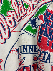 Vintage 90s MLB Minnesota Twins World Series Champions All Over Print White Crewneck