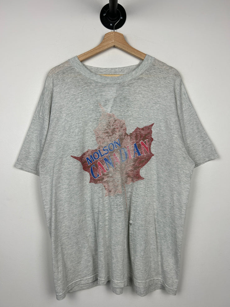 Vintage 90s Molson Canadian Leaf Grey Tee