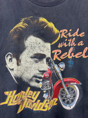 Vintage 90s Harley Davidson James Dean Ride With A Rebel Black Tee