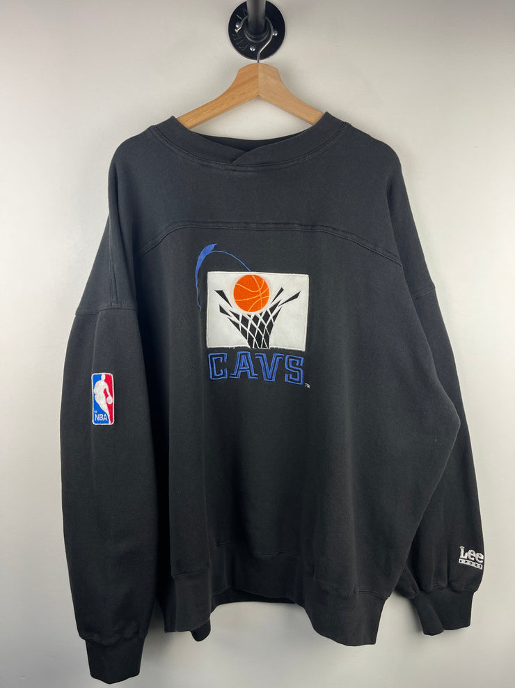 Vintage 90s NBA Lee Sport Cleveland Cavaliers Embroidered Black Crewneck