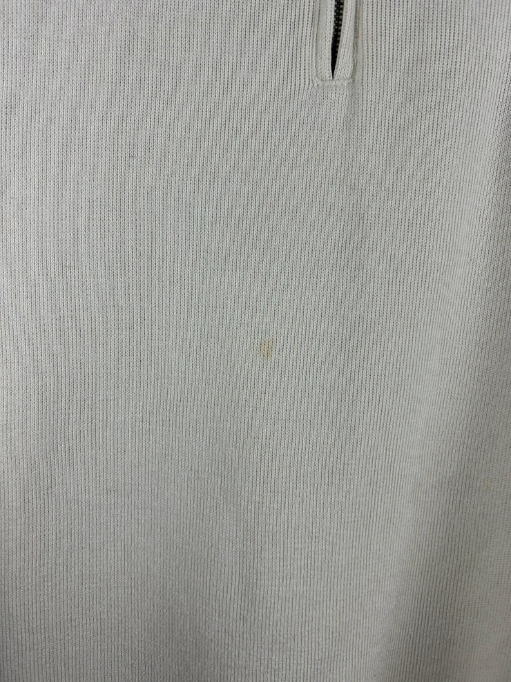 Vintage 90s Polo Ralph Lauren Pony White Quarter Zip Sweater
