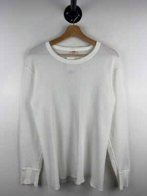 Vintage 80s Hanes White Thermal Long Sleeve
