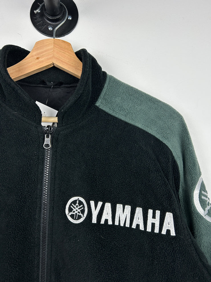 Vintage 90s Yamaha Spellout Black & Grey Zip Up Fleece Sweater