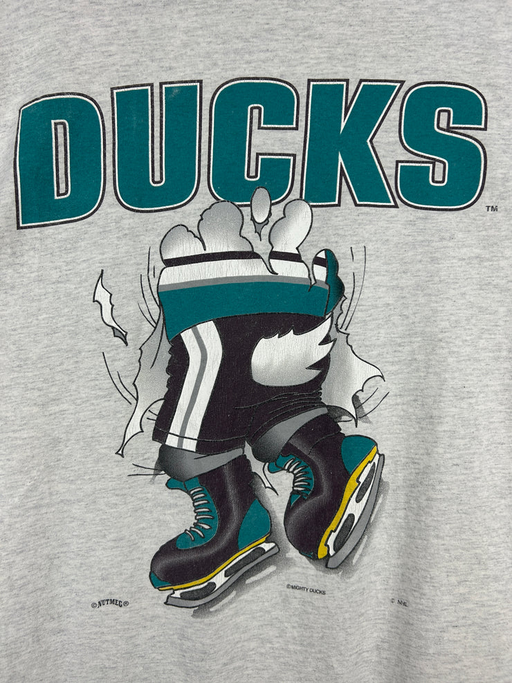 Vintage 90s NHL Nutmeg Anahiem Mighty Ducks Breakthrough Grey Tee