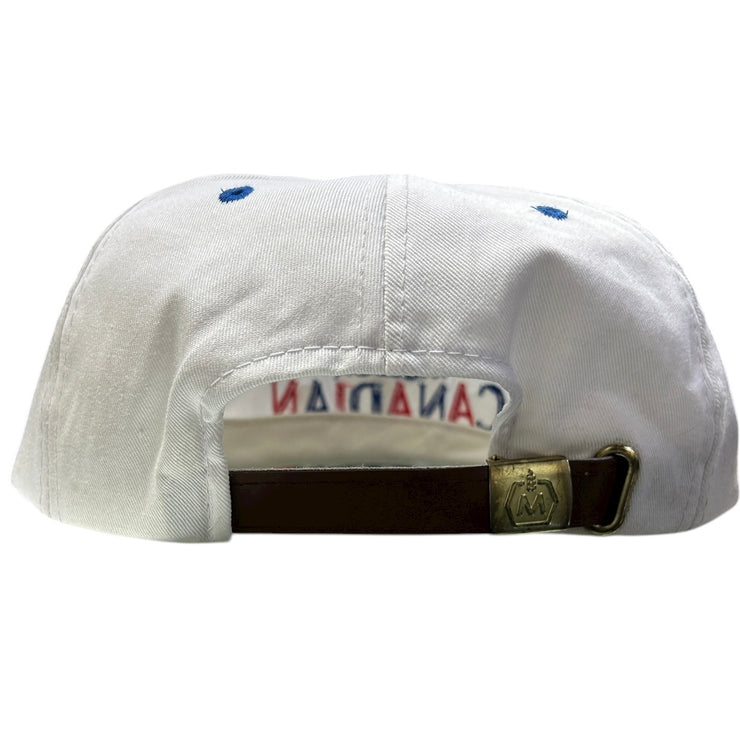Vintage 90s Molson Canadian Beer White & Blue Leather Strapback Hat