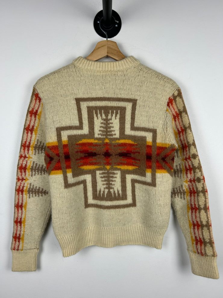 Vintage 70s Pendleton Western Cream Virgin Wool Knit Sweater