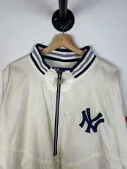 Vintage 90's Pro Player New York Yankees Half Zip White Windbreaker