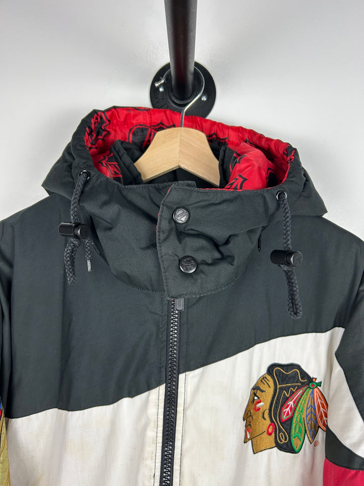 Vintage 90s NHL Pro Player Chicago Blackhawks Insulated Hooded Jacket