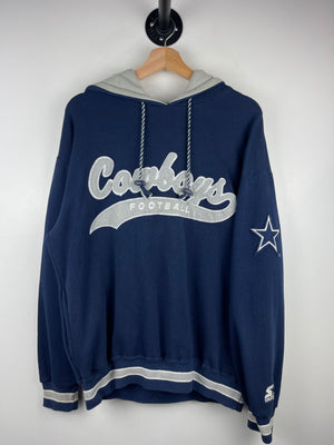 Vintage 90s NFL Starter Dallas Cowboys Tailsweep Script Navy Hoodie