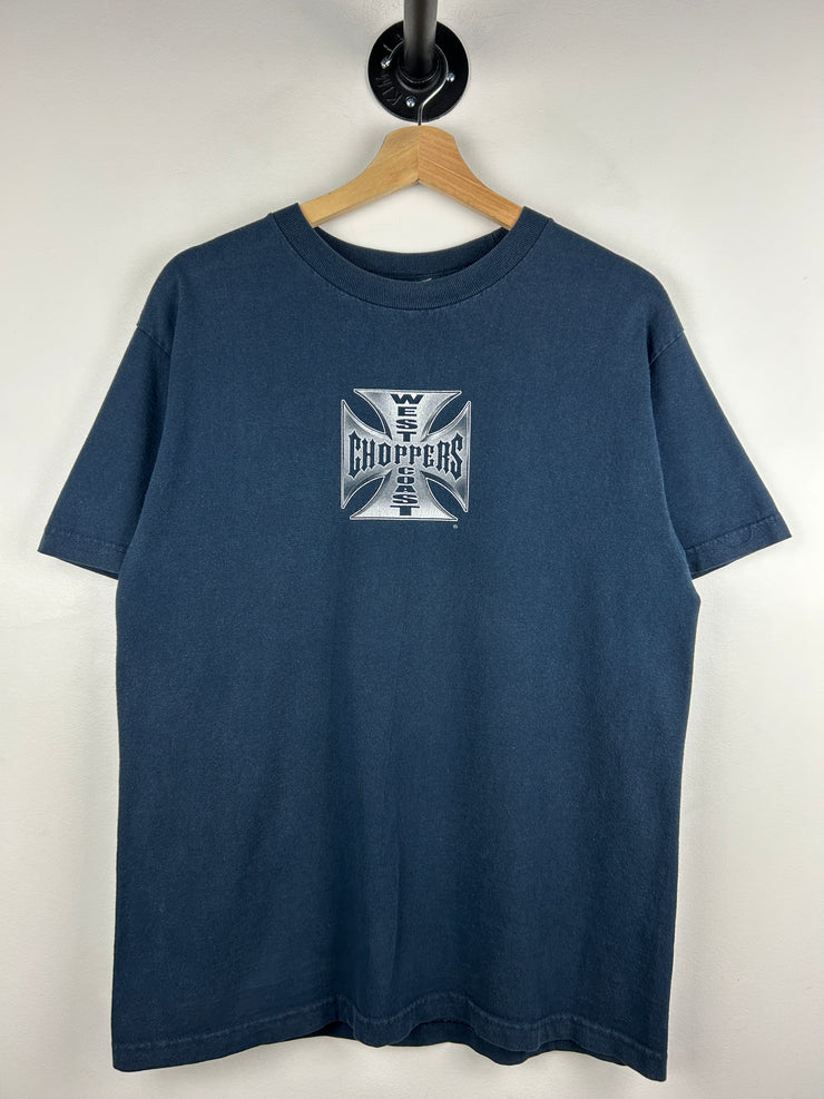 Vintage West Coast Choppers Long Beach Chrome Logo Navy Tee