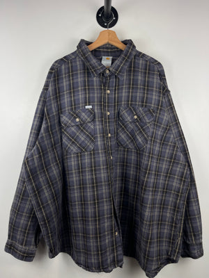Vintage 90s Carhartt Plaid Navy & Black Long Sleeve Button Up Flannel Shirt