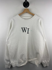 Vintage 90s Wisconsin Embroidered White Crewneck