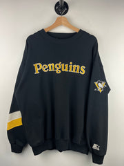 Vintage 90s NHL Starter Pittsburgh Penguins Embroidered Black Crewneck