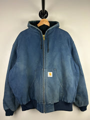 Vintage Carhartt Active Faded Navy Hooded Work Jacket J04 NVY