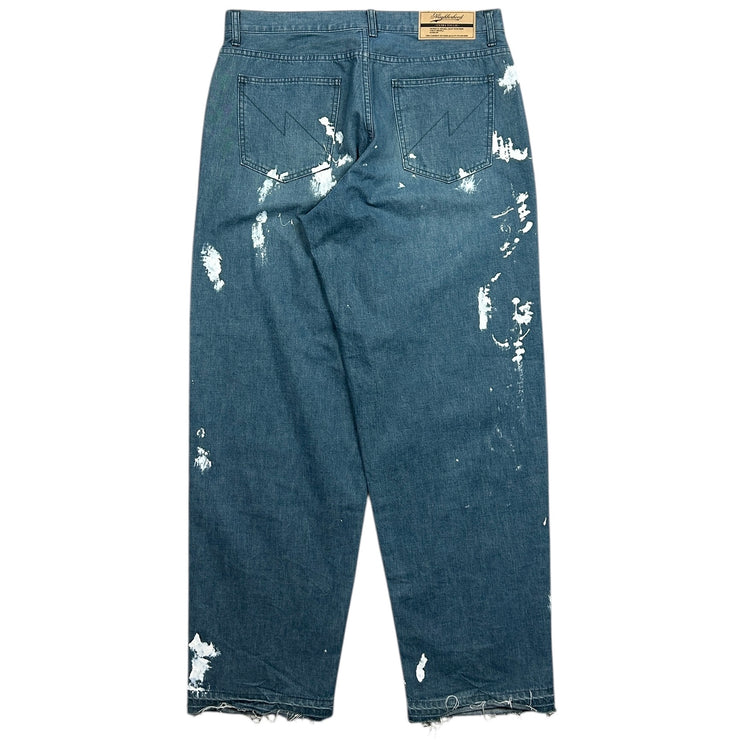 Neighborhood Paint Splattered Baggy Blue Denim Jeans