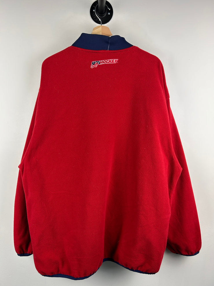 Vintage Nike USA Hockey Navy & Red Fleece Reversible Jacket