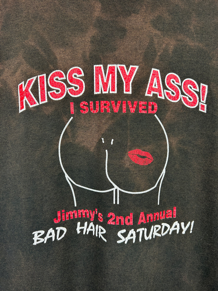 Vintage 90s I Survived Kiss My Ass Faded Black Tee