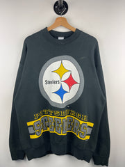 Vintage 90s NFL Salem Pittsburgh Steelers Big Logo Black Crewneck