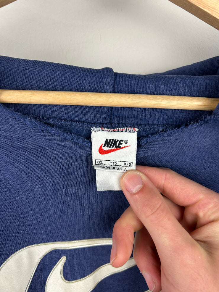 Vintage 90s Nike Swoosh Thrashed Navy Hoodie