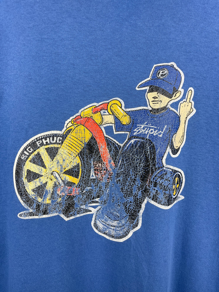 Vintage 90s Phuc Skateboards Stussy 3 Wheeler Bike Blue Tee