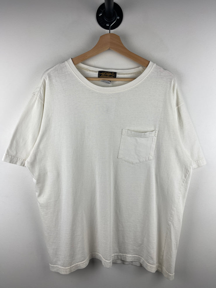 Vintage 90s Eddie Bauer Blank White Pocket Tee