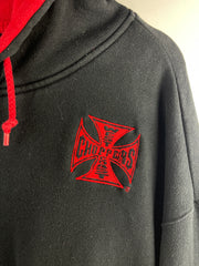 Vintage West Coast Choppers Long Beach Thermal Lined Black & Red Zip Up Hoodie
