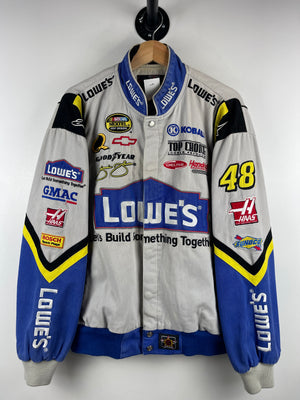 Vintage Nascar Jeff Hamilton Jimmie Johnson Lowe's Grey Racing Jacket