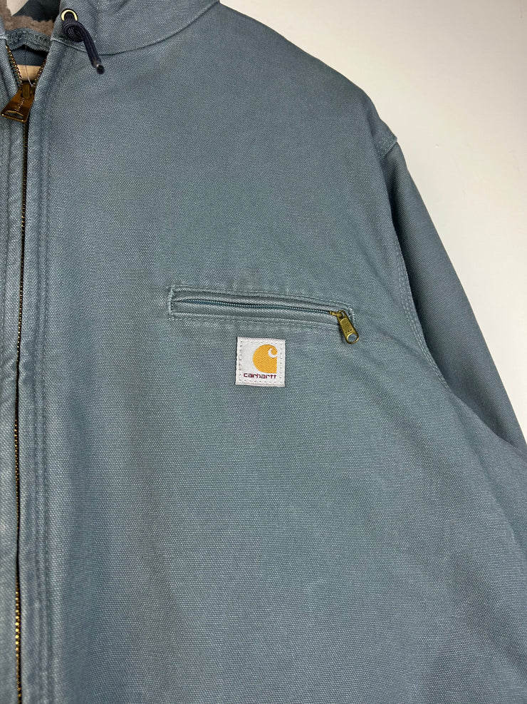 Vintage Carhartt Detroit Sherpa Lined Hooded Light Blue Jacket