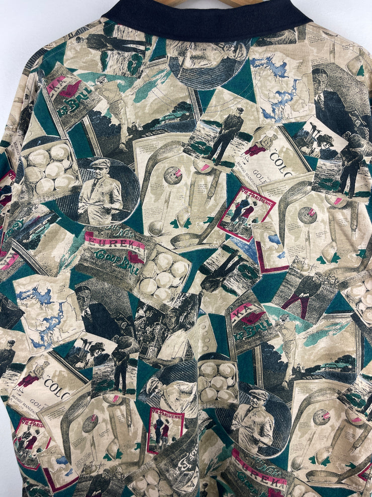 Vintage Dockers Golf All Over Print Polo Shirt