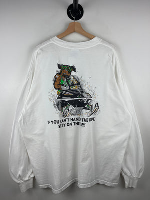 Vintage 90s Bite This Dog Snowmobile White Long Sleeve