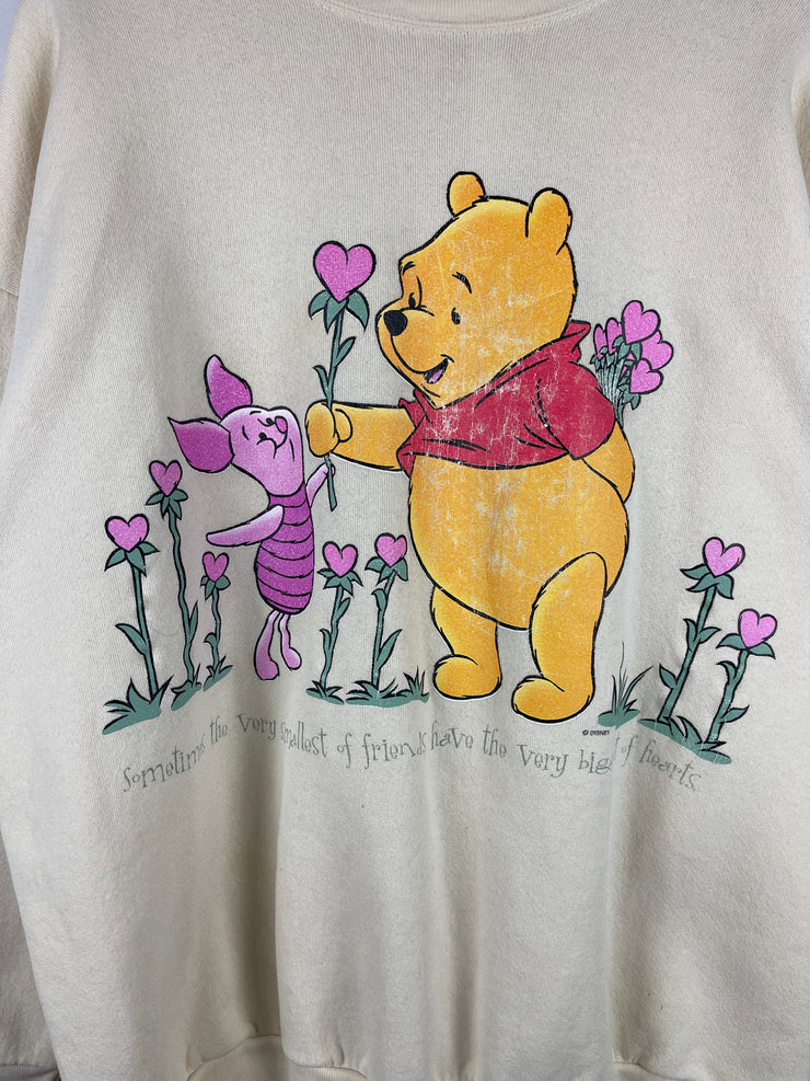 Vintage 90s Winnie The Pooh Flowers Yellow Crewneck