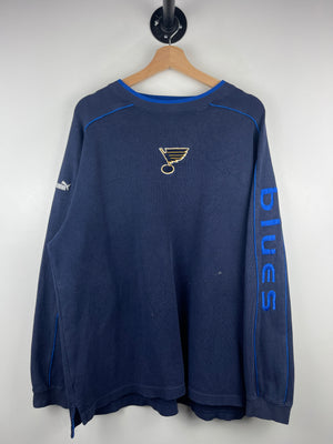 Vintage 90s NHL Puma St. Louis Blues Embroidered Navy Crewneck