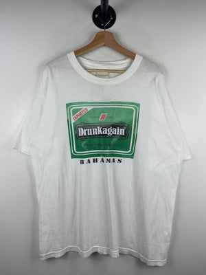 Vintgae 90s Drunkagain Heineken Parody White Tee