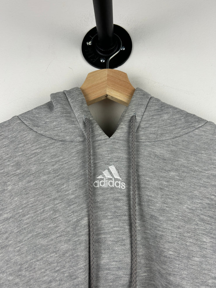 Vintage Adidas Center Logo Embroidered Grey Hoodie