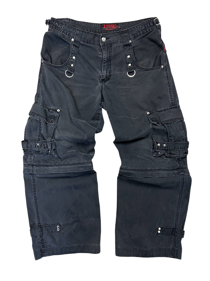 Vintage Y2K Tripp NYC Bondage Baggy Black Cargo Pants