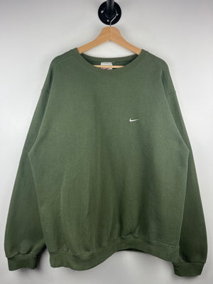Vintage 90s Nike Mini Swoosh Olive Crewneck
