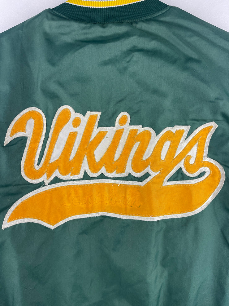 Vintage 80s Vikings Baseball Green Varsity Bomber Jacket