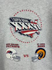 Vintage Y2K NFL Super Bowl Patriots VS Rams Grey Crewneck