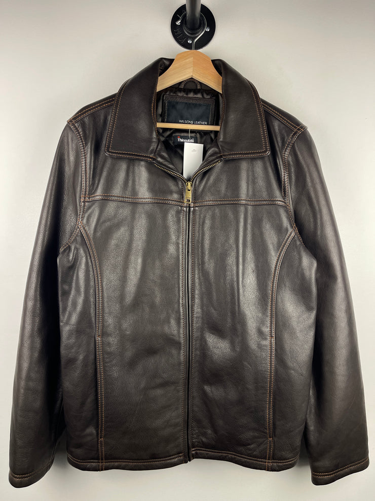 Vintage Wilsons Thinsulate Insulated Straight Cut Dark Brown Leather Jacket