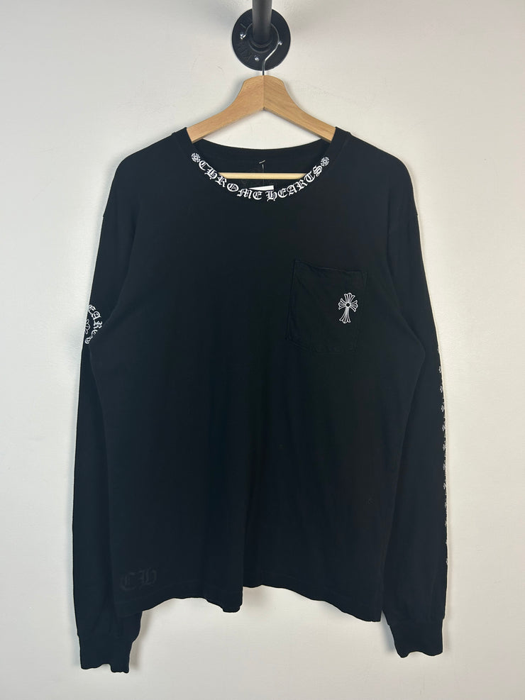 Chrome Hearts Neck Logo Cross Black Long Sleeve