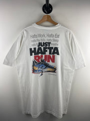 Vintage 90s Coed Naked Just Hafta Run Running White Tee