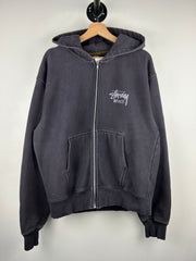 Stussy Toronto Script Washed Black Zip Up Hoodie