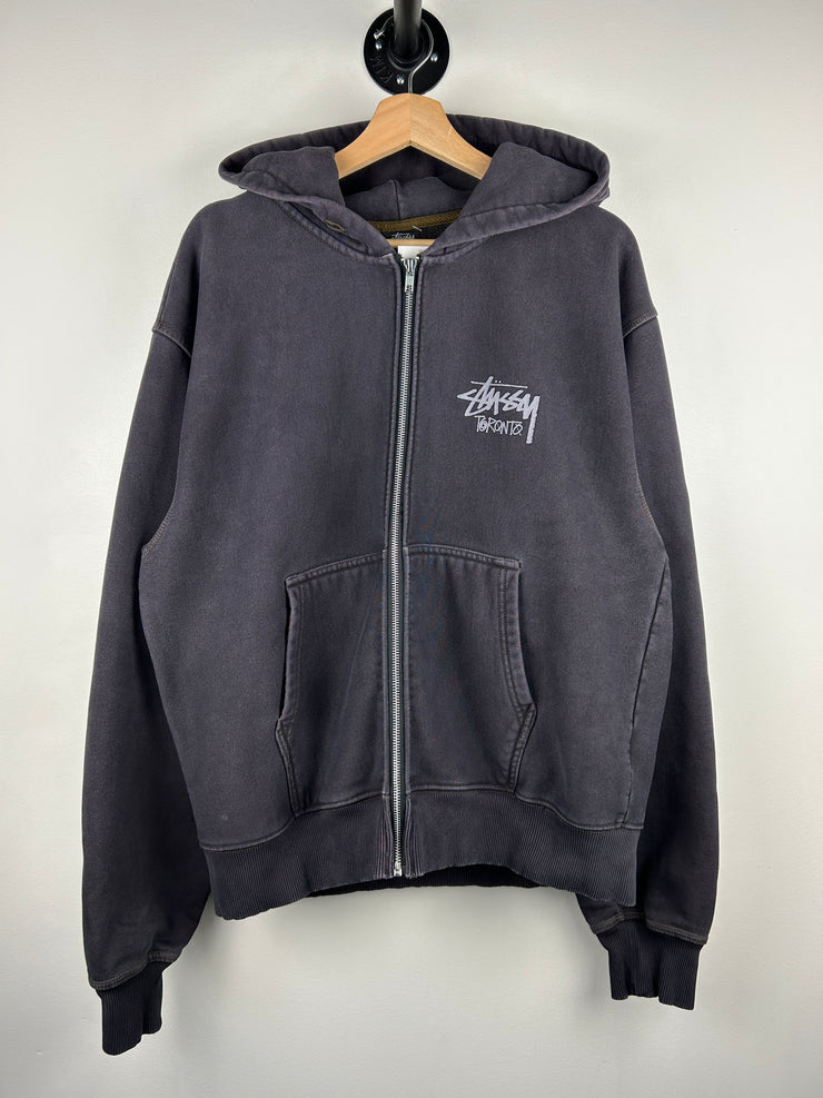 Stussy Toronto Script Washed Black Zip Up Hoodie