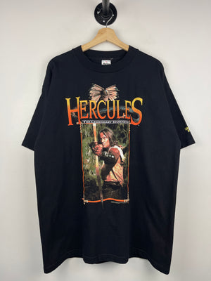 Vintage 90s Universal Studios Hercules The Legendary Journey TV Show Promo Black Tee